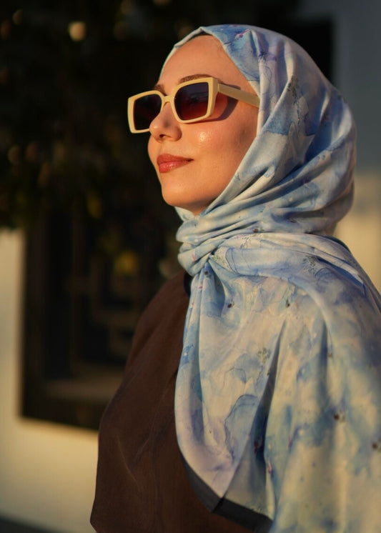 Flora Print Hijab - Blue