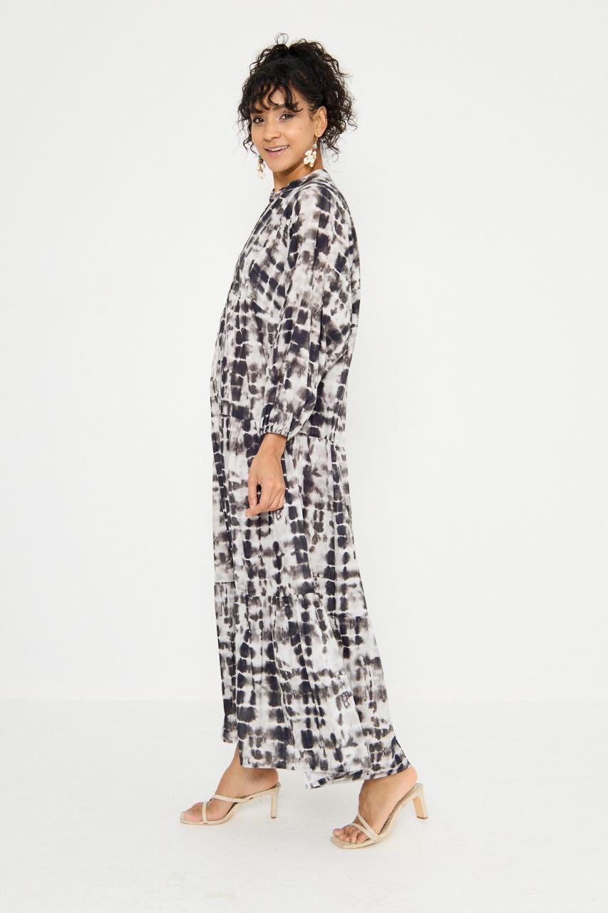Tie-dye Linen Dress - Black