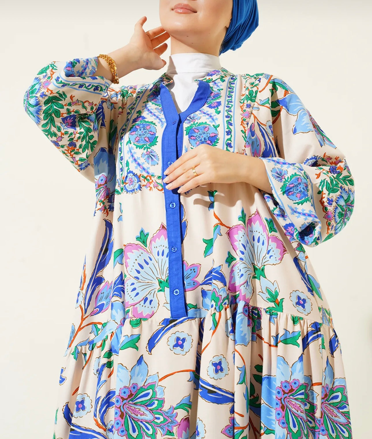 Ottoman Garden Summer Dress - Blue