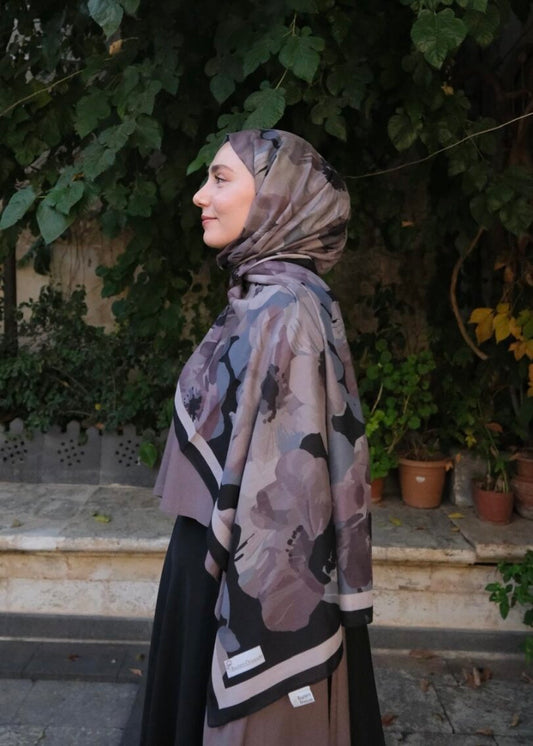 Maribel Print Hijab - Black