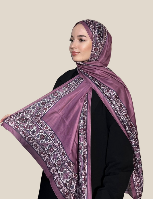 Royal Ottoman Print Hijab - Purple