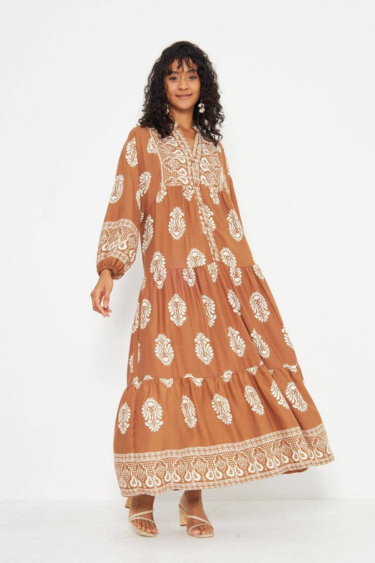 Desert Bloom Dress - Caramel