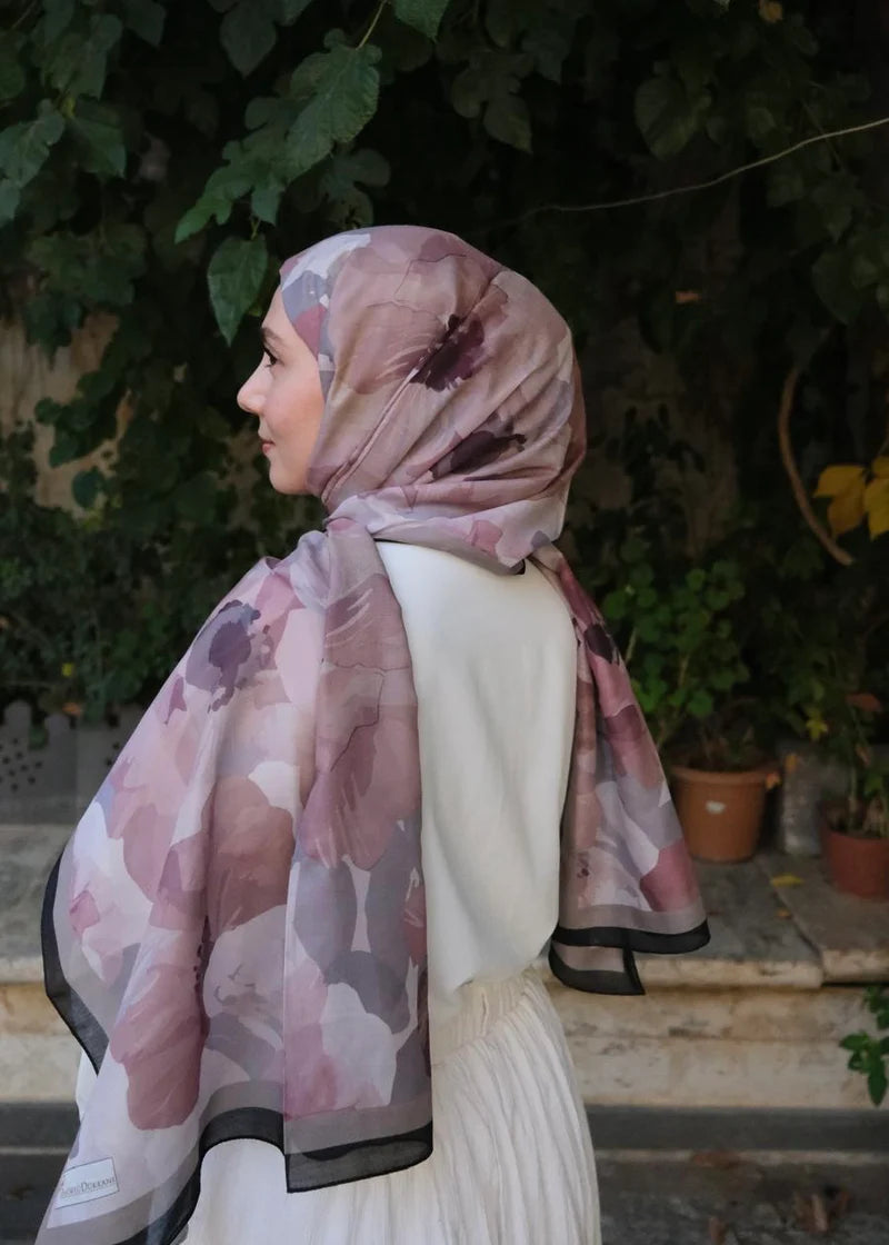 Maribel Print Hijab - Vintage Rose