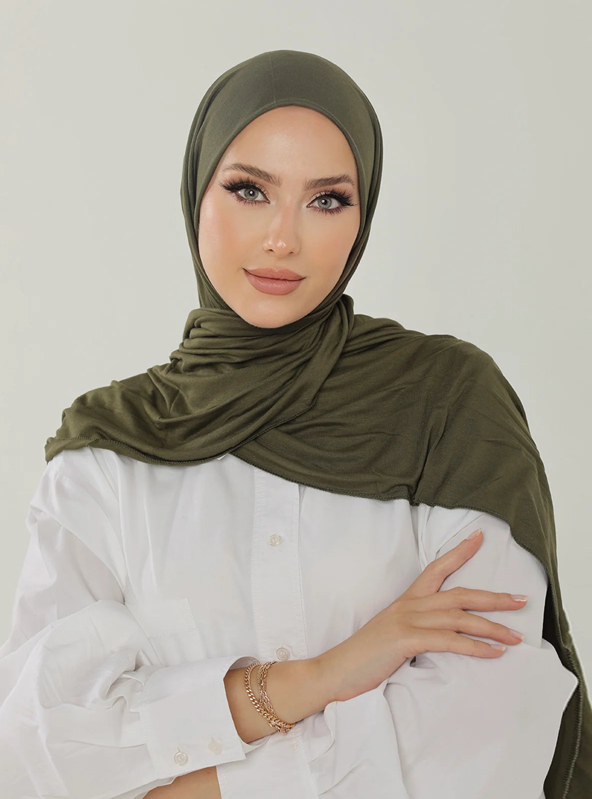 Jersey Hijab - Khaki Green