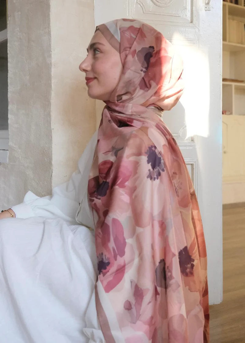 Maribel Print Hijab - Latte