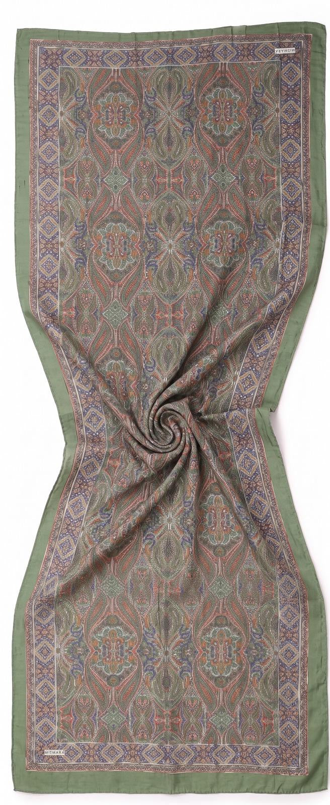 Bamboo Textured Print Hijab - Green Oriental