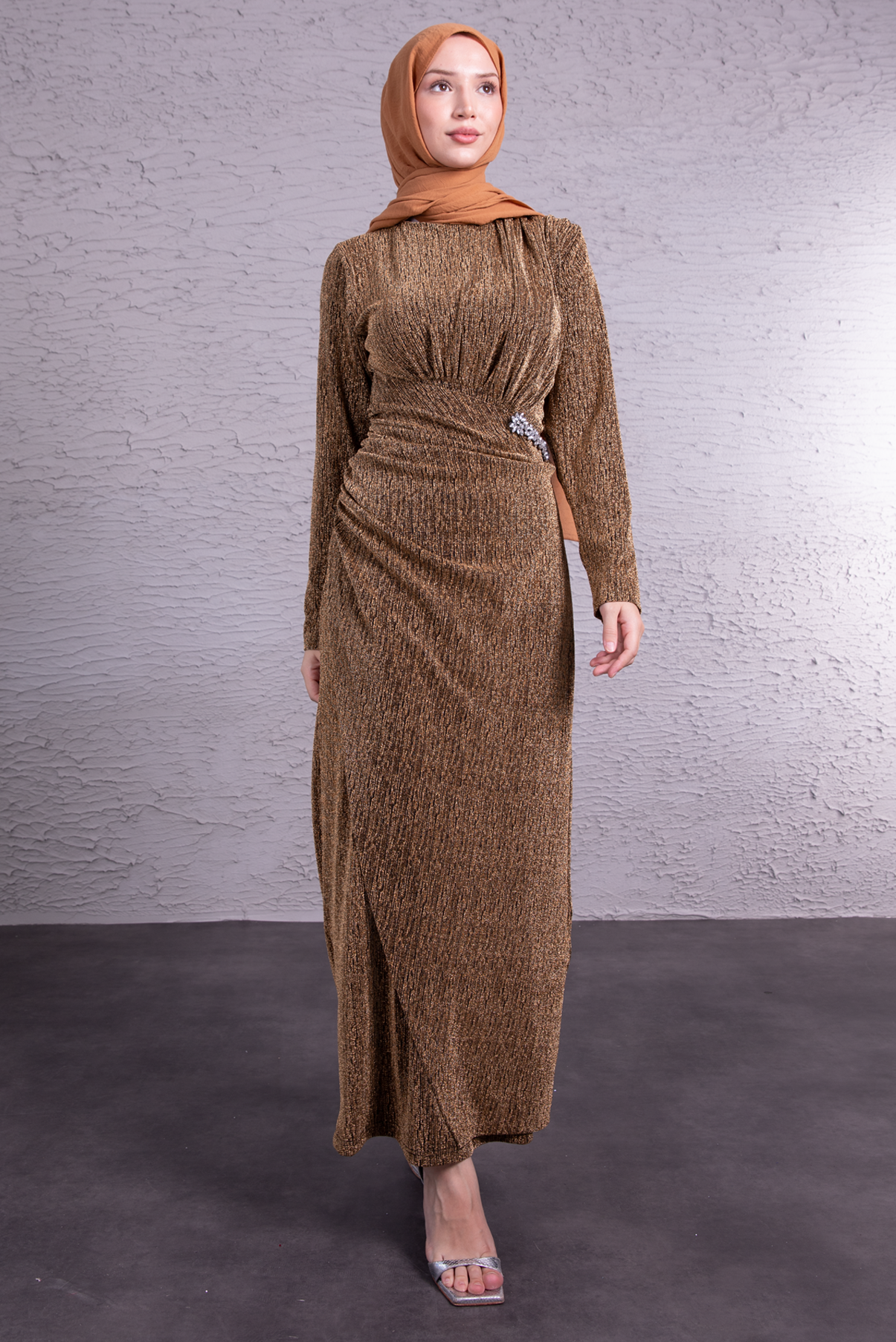 Gold Glimmer Modest Gown