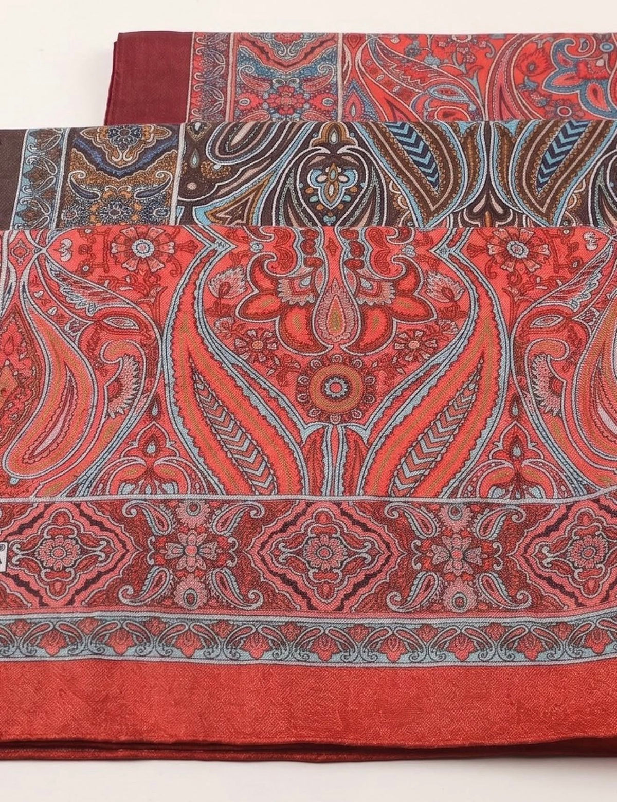 Bamboo Textured Print Hijab - Red Oriental