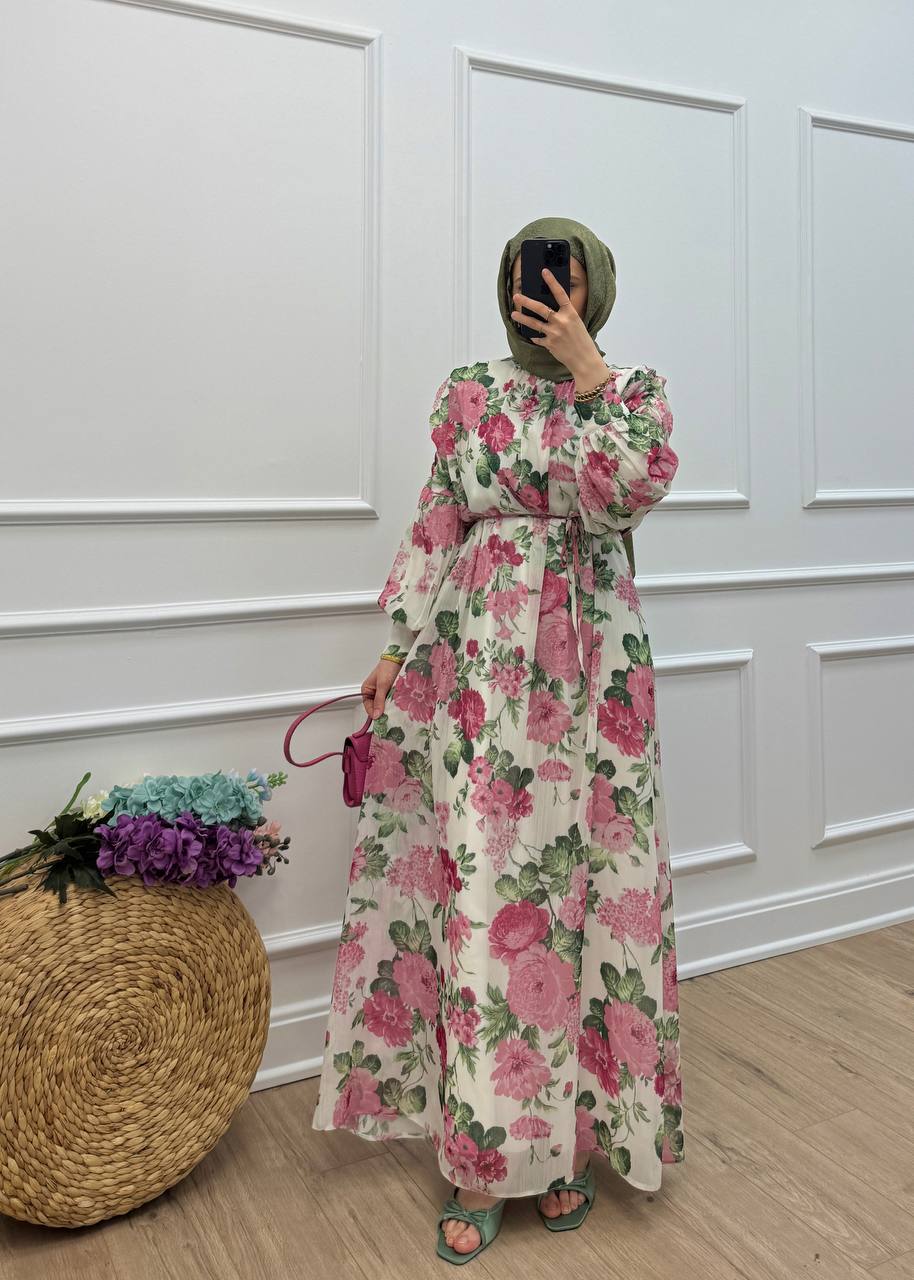 Amira Chiffon Dress - Pink
