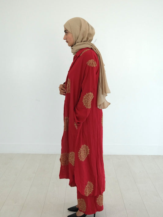 Etherial Pant Set in Red
