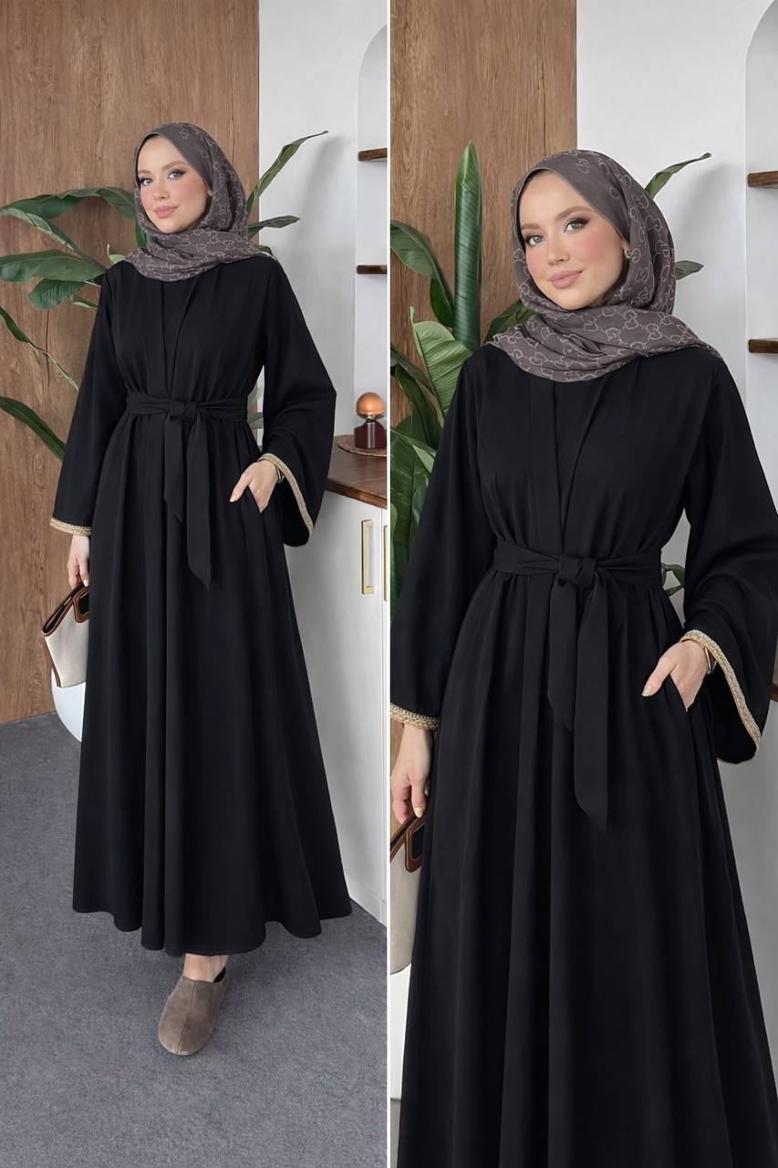 Black Abaya with Belt