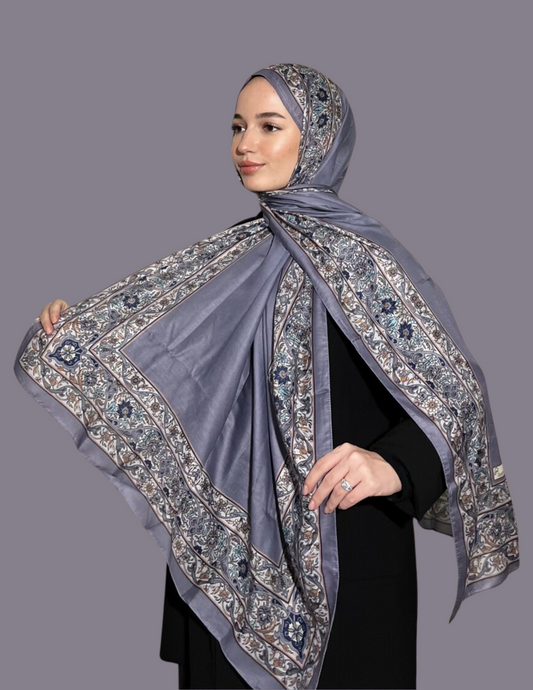 Royal Ottoman Print Hijab - Blue