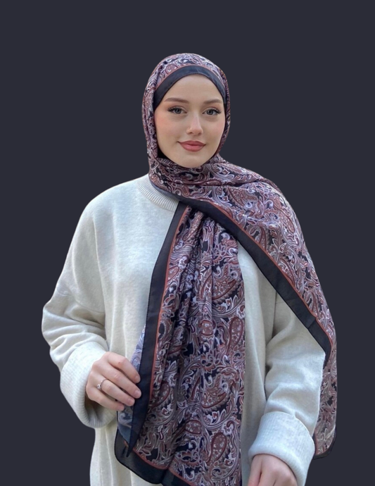 Paisley Print Hijab - Caramel