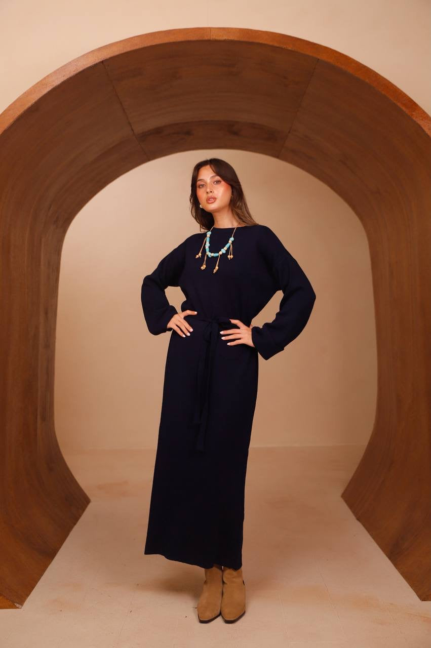 Amber Knit Dress in navy – Modestique