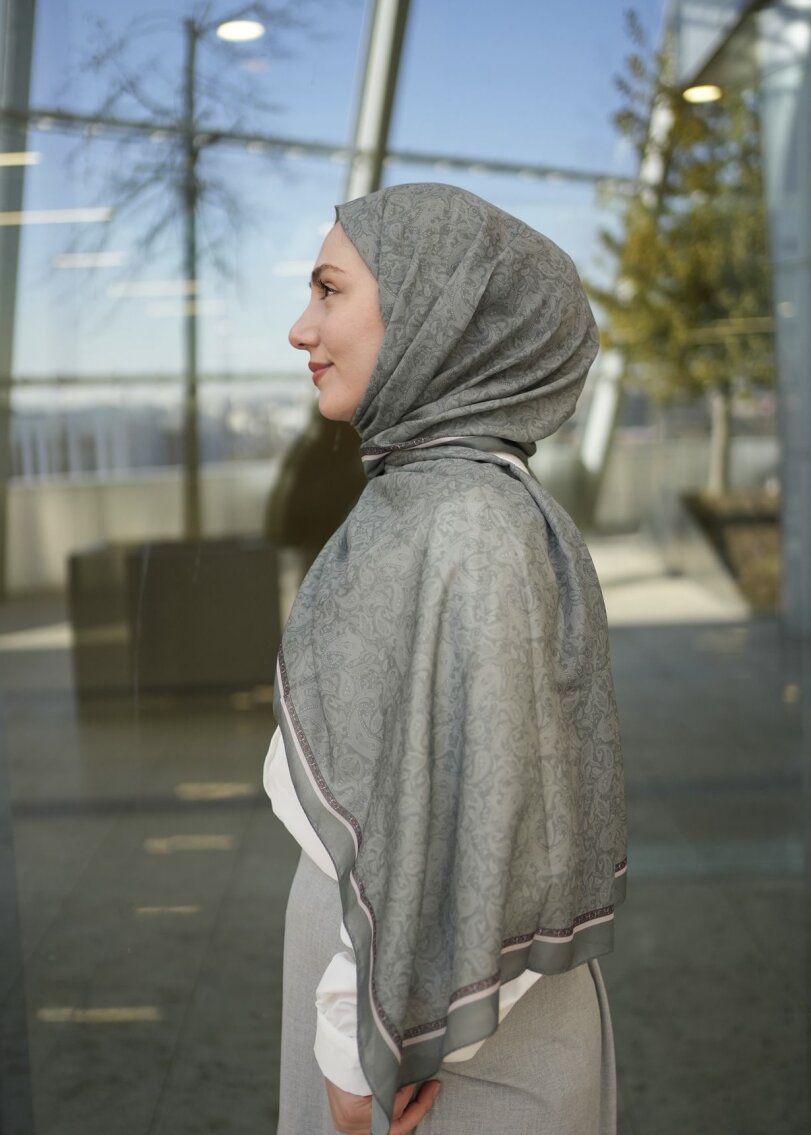 Regal Print Hijab - Sage