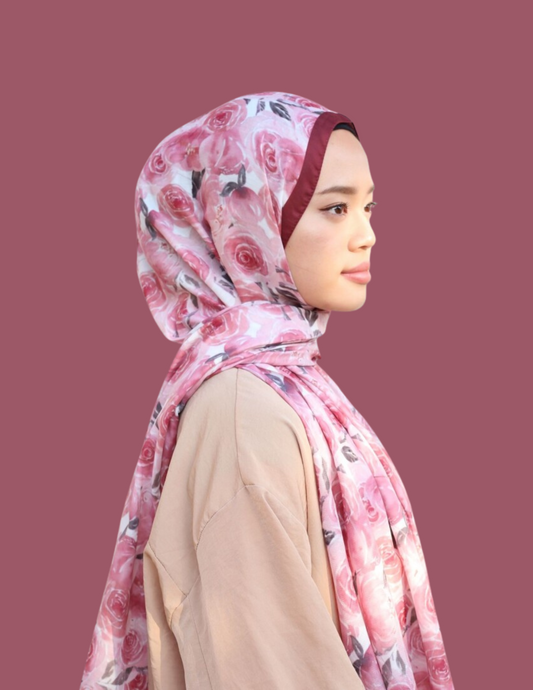 Print Hijab - Rose in Bloom