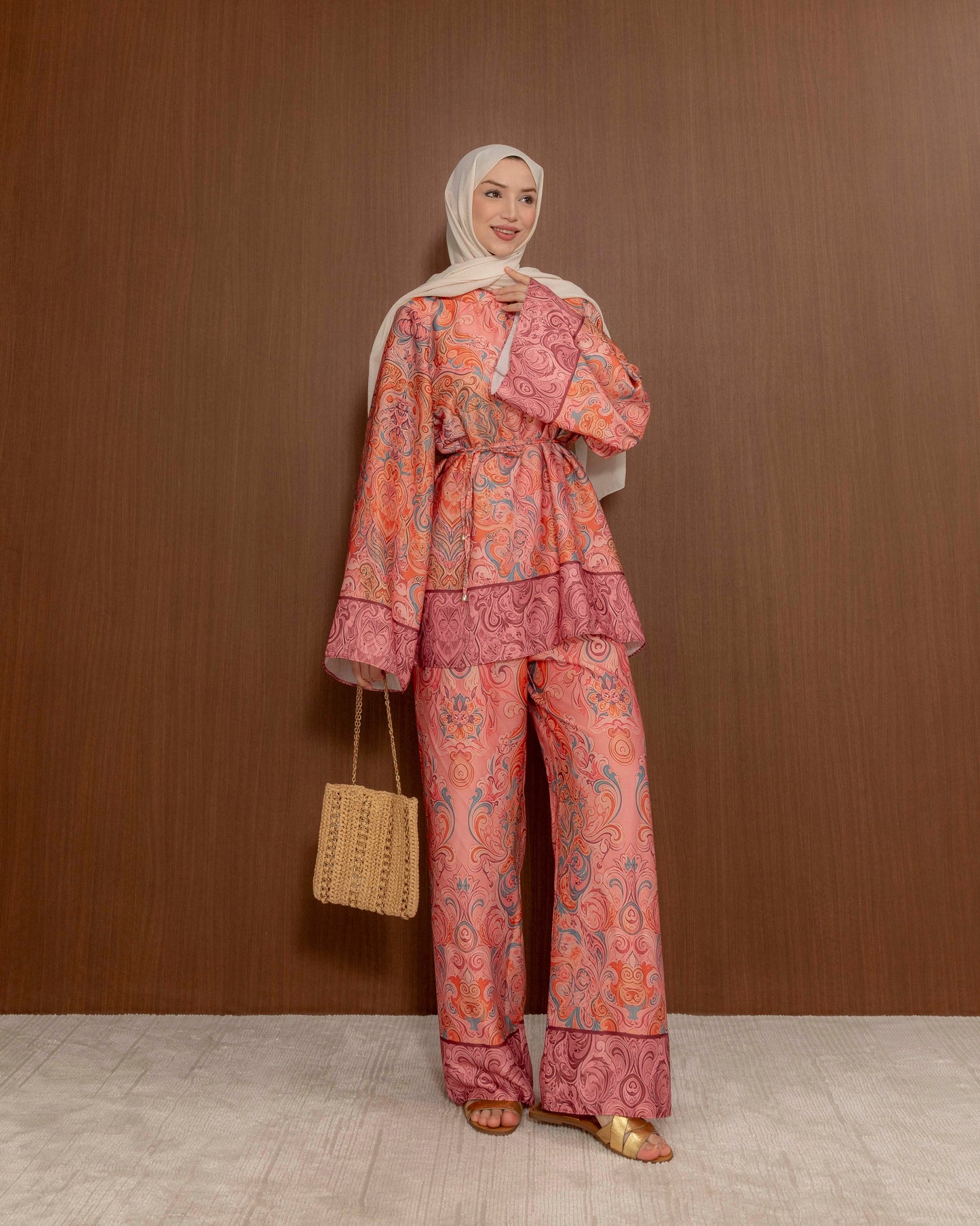 Harmony Satin Set - Coral