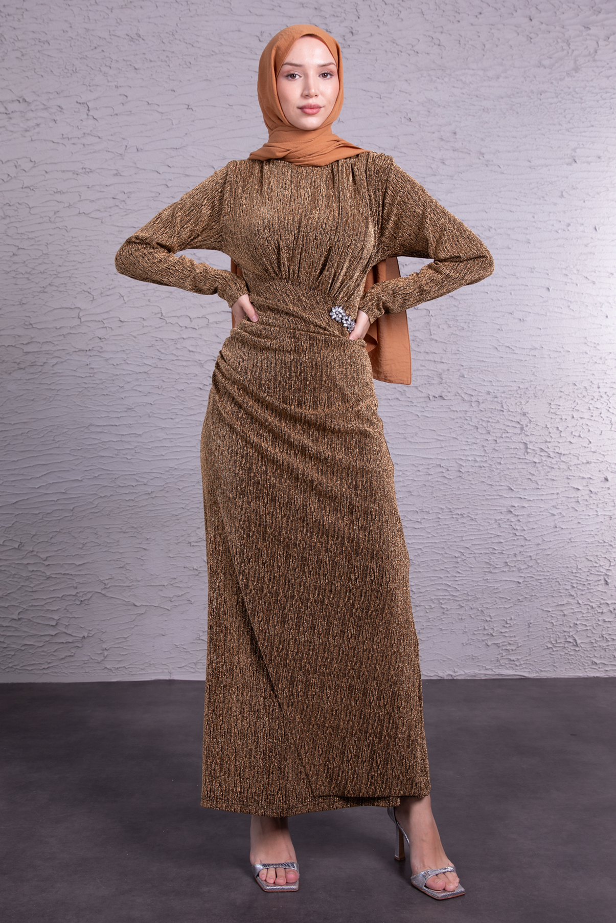 Gold Glimmer Modest Gown