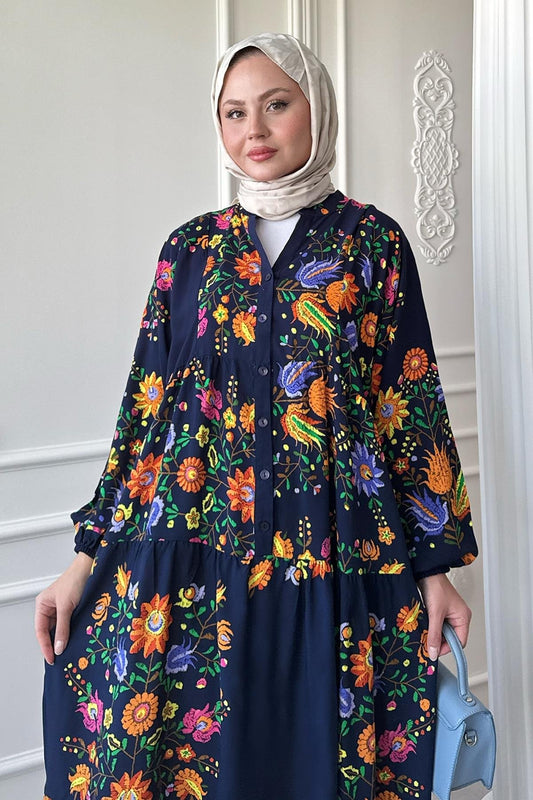 Painting Board Dress in Navy