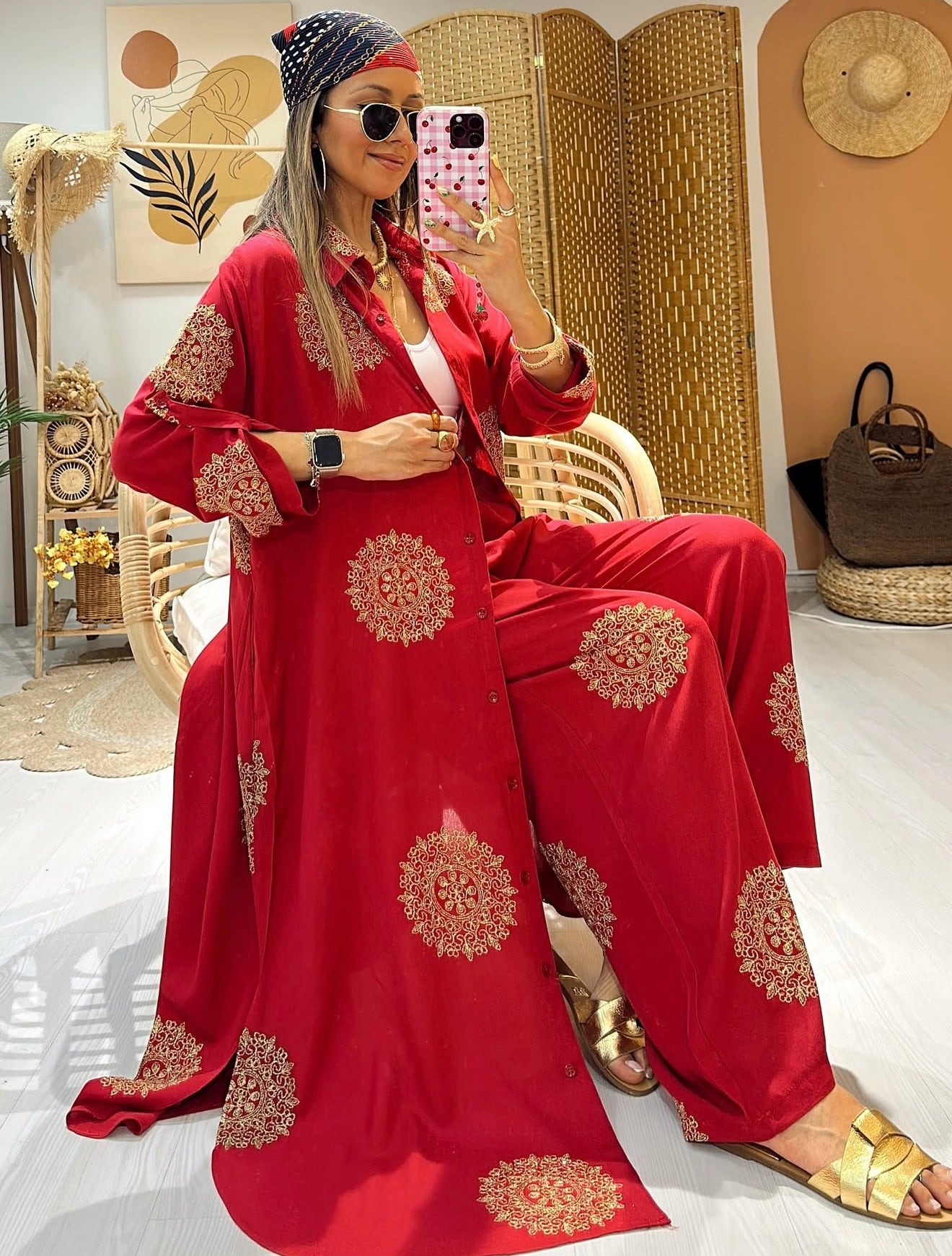 Etherial Pant Set in Red