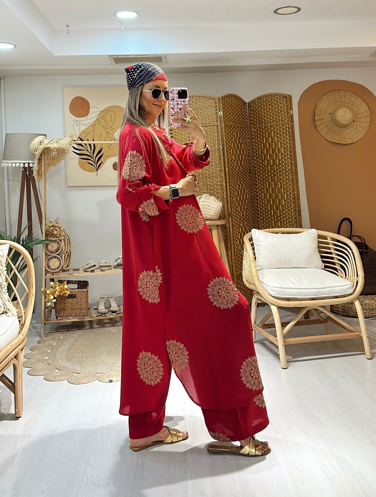 Etherial Pant Set in Red