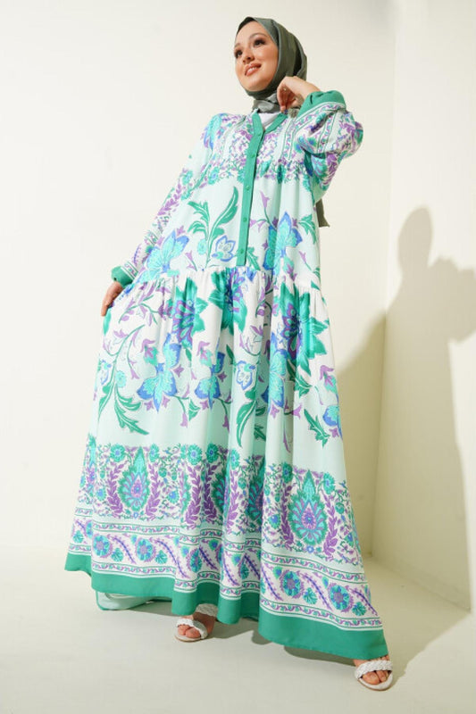 Ottoman Garden Summer Dress - Green