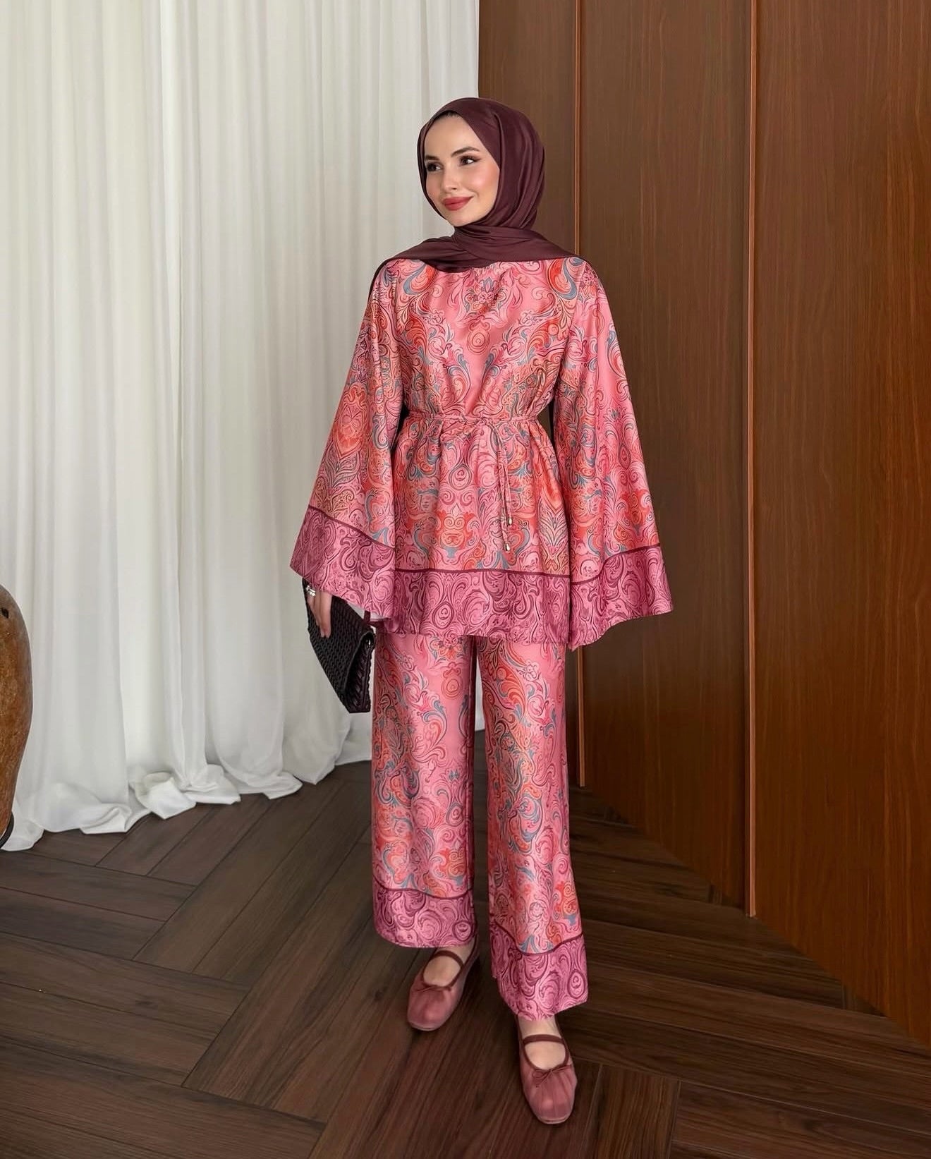 Harmony Satin Set - Coral